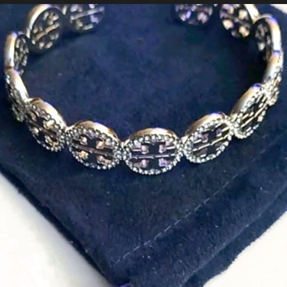 Tory Burch Silver Miller Pave Cuff Bracelet NWOT - Picture 3 of 8